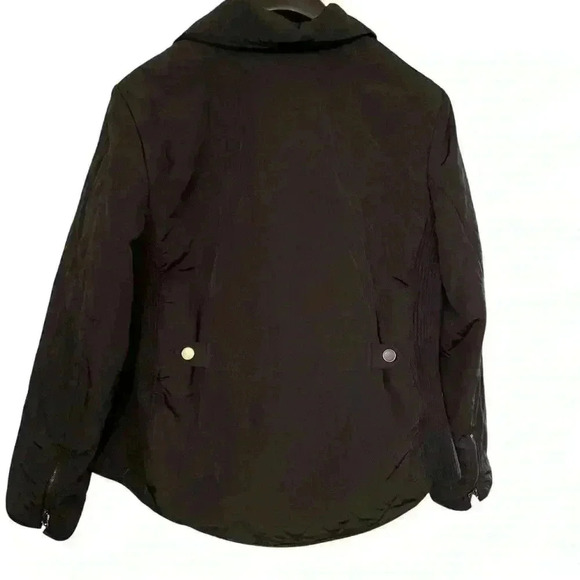 Talbots Full Zip Quilted Jacket Size XL Black Collared Faux Leather Trim Outdoor - Picture 6 of 14